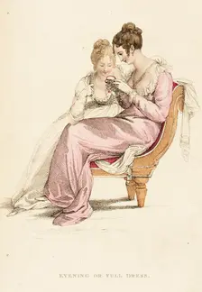 Fashion Plate (Evening or Full Dress), 1810. Creator: Rudolph Ackermann