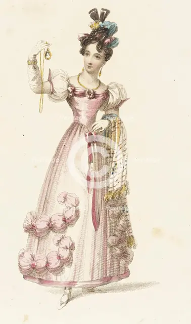 Fashion Plate (Evening Costume), 1828. Creator: Rudolph Ackermann.