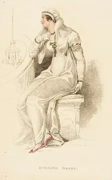 Fashion Plate (Evening Dress), 1809. Creator: Rudolph Ackermann