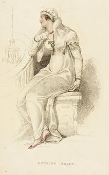 Fashion Plate (Evening Dress), 1809. Creator: Rudolph Ackermann