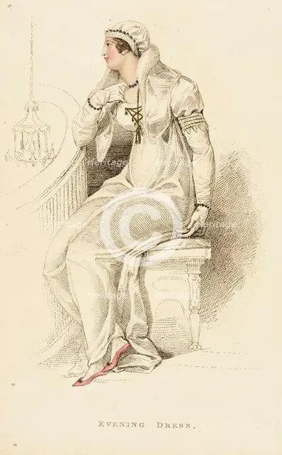 Fashion Plate (Evening Dress), 1809. Creator: Rudolph Ackermann.