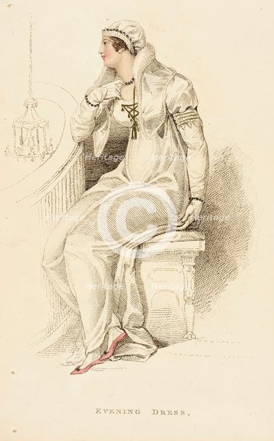 Fashion Plate (Evening Dress), 1809. Creator: Rudolph Ackermann.