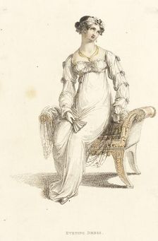Fashion Plate (Evening Dress), 1812. Creator: Rudolph Ackermann
