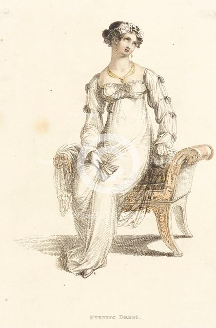 Fashion Plate (Evening Dress), 1812. Creator: Rudolph Ackermann.