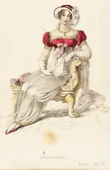 Fashion Plate (Evening Dress), 1812. Creator: Rudolph Ackermann