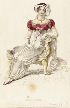 Fashion Plate (Evening Dress), 1812. Creator: Rudolph Ackermann
