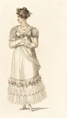 Fashion Plate (Evening Dress), 1816. Creator: Rudolph Ackermann