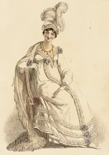 Fashion Plate (Evening Dress), 1817. Creator: Rudolph Ackermann