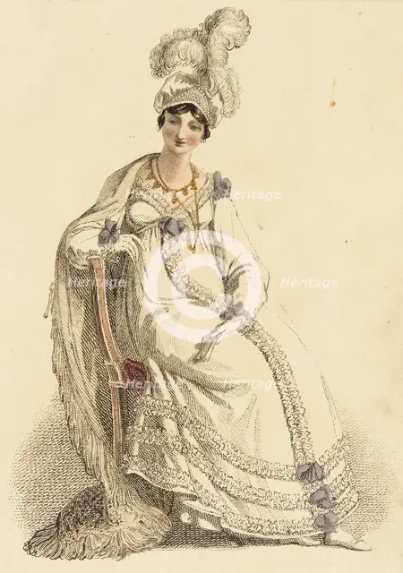 Fashion Plate (Evening Dress), 1817. Creator: Rudolph Ackermann.
