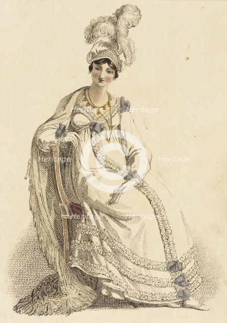 Fashion Plate (Evening Dress), 1817. Creator: Rudolph Ackermann.