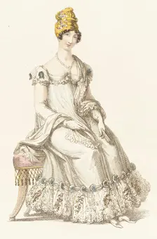 Fashion Plate (Evening Dress), 1818. Creator: Rudolph Ackermann