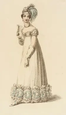 Fashion Plate (Evening Dress), 1818. Creator: Rudolph Ackermann