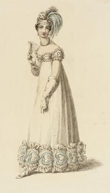 Fashion Plate (Evening Dress), 1818. Creator: Rudolph Ackermann