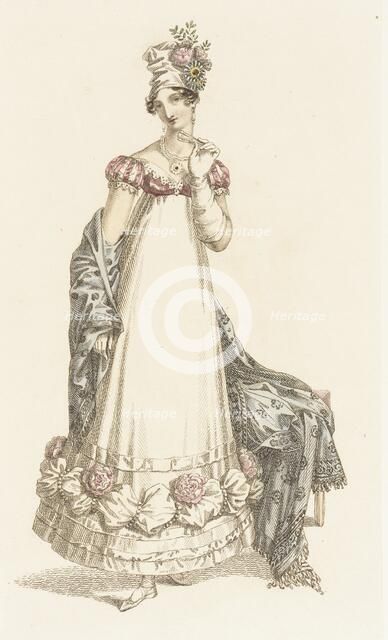 Fashion Plate (Evening Dress), 1818. Creator: Rudolph Ackermann.