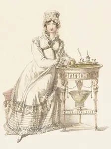 Fashion Plate (Evening Dress), 1819. Creator: Rudolph Ackermann