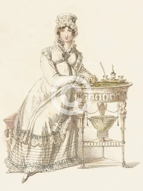 Fashion Plate (Evening Dress), 1819. Creator: Rudolph Ackermann.