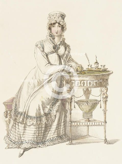 Fashion Plate (Evening Dress), 1819. Creator: Rudolph Ackermann.