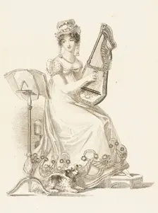 Fashion Plate (Evening Dress), 1819. Creator: Rudolph Ackermann