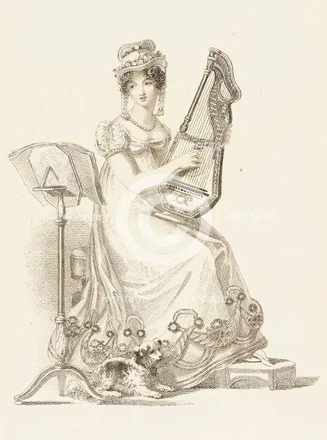 Fashion Plate (Evening Dress), 1819. Creator: Rudolph Ackermann.