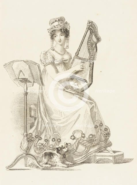 Fashion Plate (Evening Dress), 1819. Creator: Rudolph Ackermann.