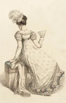 Fashion Plate (Evening Dress), 1820. Creator: Rudolph Ackermann