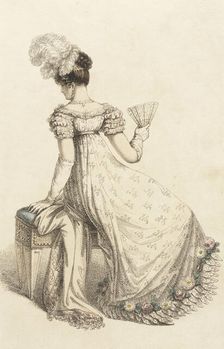 Fashion Plate (Evening Dress), 1820. Creator: Rudolph Ackermann