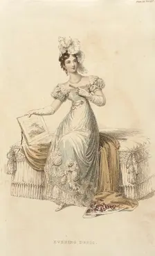 Fashion Plate (Evening Dress), 1822. Creator: Rudolph Ackermann