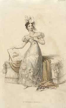 Fashion Plate (Evening Dress), 1822. Creator: Rudolph Ackermann
