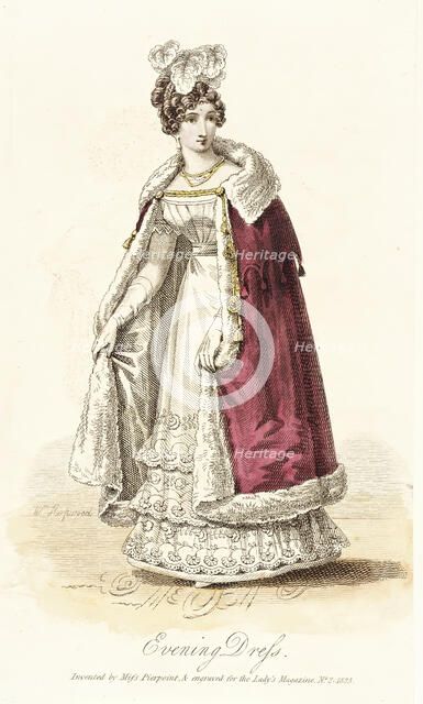 Fashion Plate (Evening Dress), 1825. Creator: Unknown.