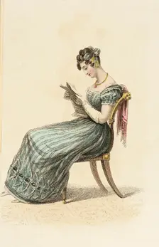 Fashion Plate (Evening Dress), 1825. Creator: Rudolph Ackermann