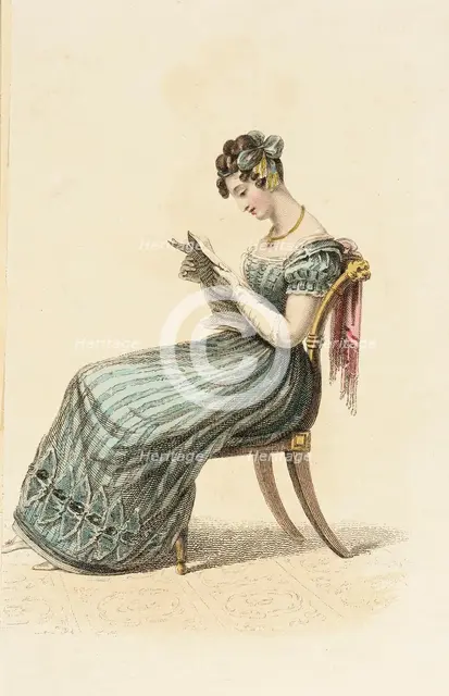 Fashion Plate (Evening Dress), 1825. Creator: Rudolph Ackermann.