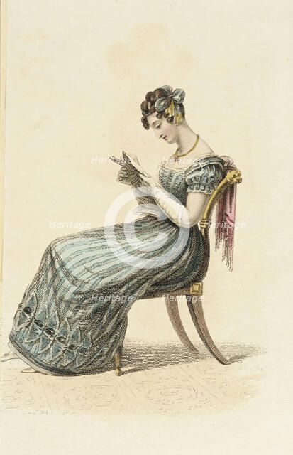 Fashion Plate (Evening Dress), 1825. Creator: Rudolph Ackermann.