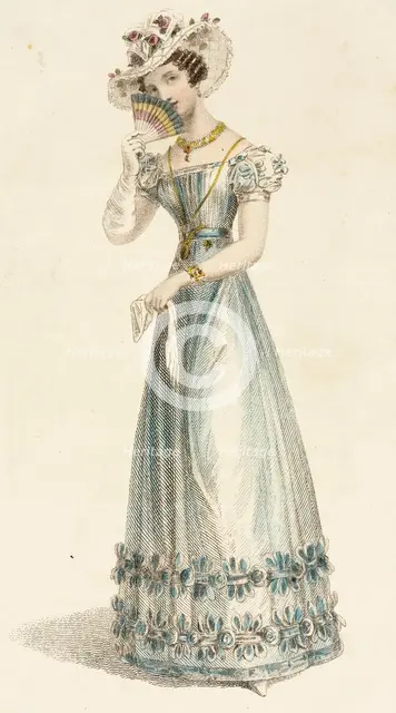 Fashion Plate (Evening Dress), 1825. Creator: Rudolph Ackermann.