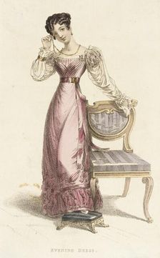Fashion Plate (Evening Dress), 1825. Creator: Rudolph Ackermann