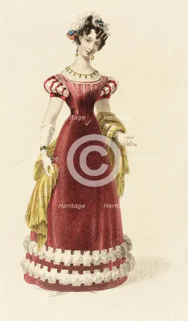 Fashion Plate (Evening Dress), 1826. Creator: Rudolph Ackermann.
