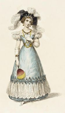 Fashion Plate (Evening Dress), 1827. Creator: Rudolph Ackermann