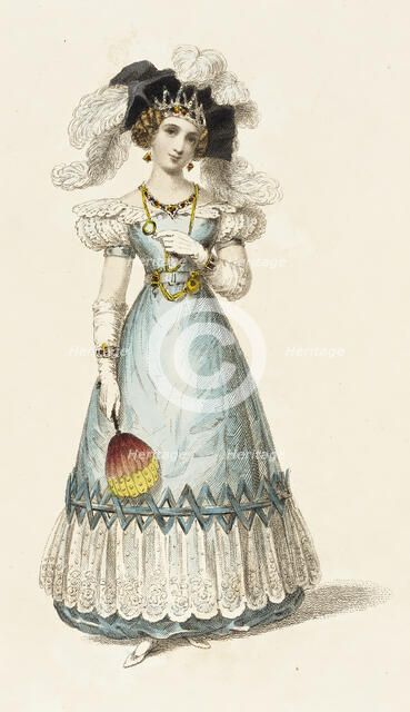 Fashion Plate (Evening Dress), 1827. Creator: Rudolph Ackermann.