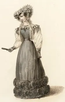 Fashion Plate (Evening Dress), 1827. Creator: Rudolph Ackermann