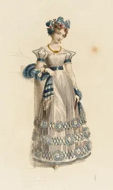 Fashion Plate (Evening Dress), 1827. Creator: Rudolph Ackermann