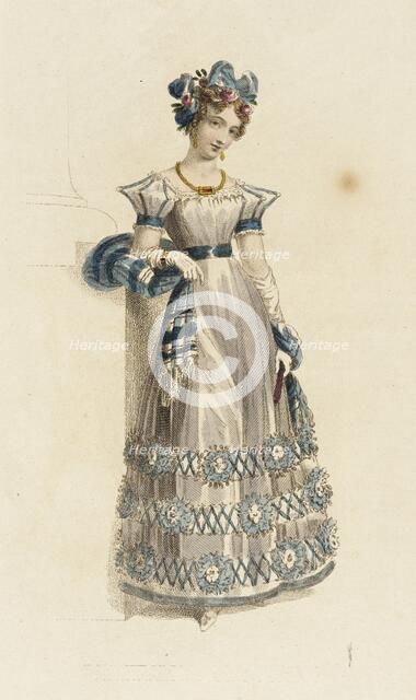 Fashion Plate (Evening Dress), 1827. Creator: Rudolph Ackermann.