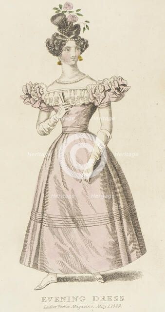 Fashion Plate (Evening Dress), 1829. Creator: Unknown.
