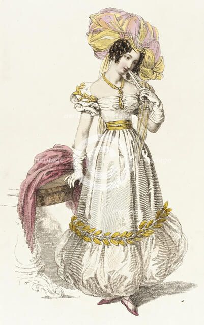 Fashion Plate (Evening Dress), 1829. Creator: Rudolph Ackermann.