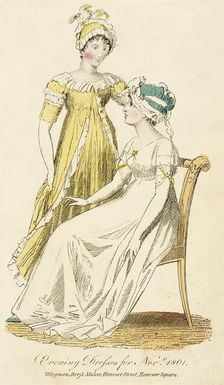 Fashion Plate (Evening Dresses for Novr. 1801), 1801. Creator: Unknown