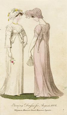Fashion Plate (Evening Dresses for August, 1801), 1801. Creator: Unknown