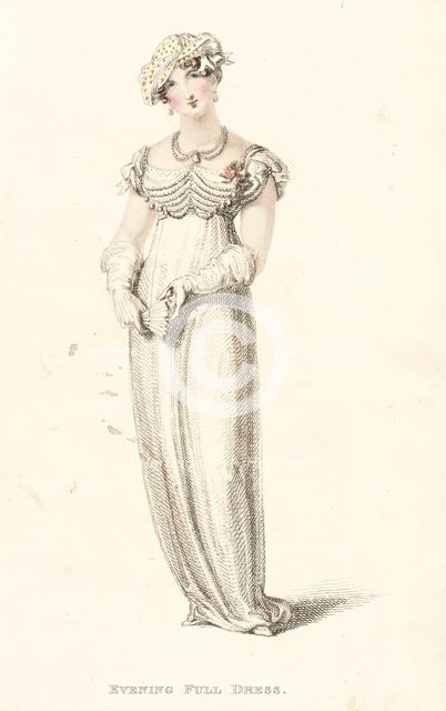 Fashion Plate (Evening Full Dress), 1812. Creator: Rudolph Ackermann.