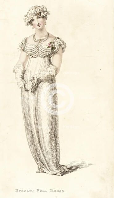 Fashion Plate (Evening Full Dress), 1812. Creator: Rudolph Ackermann.