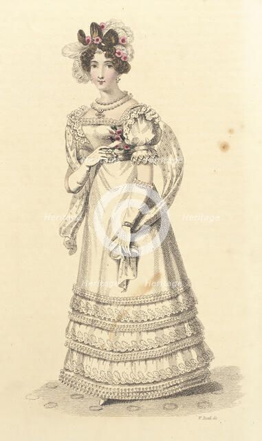 Fashion Plate (Evening Party Dress), 1824. Creator: John Bell.