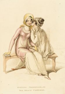 Fashion Plate (Evening Promenade, or Sea Beach Costumes), 1810. Creator: Rudolph Ackermann