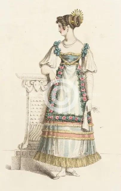 Fashion Plate (Fancy Ball Dress), 1820. Creator: Rudolph Ackermann.
