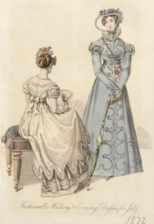 Fashion Plate (Fashionable Walking & Evening Dresses for July), 1822. Creator: Unknown